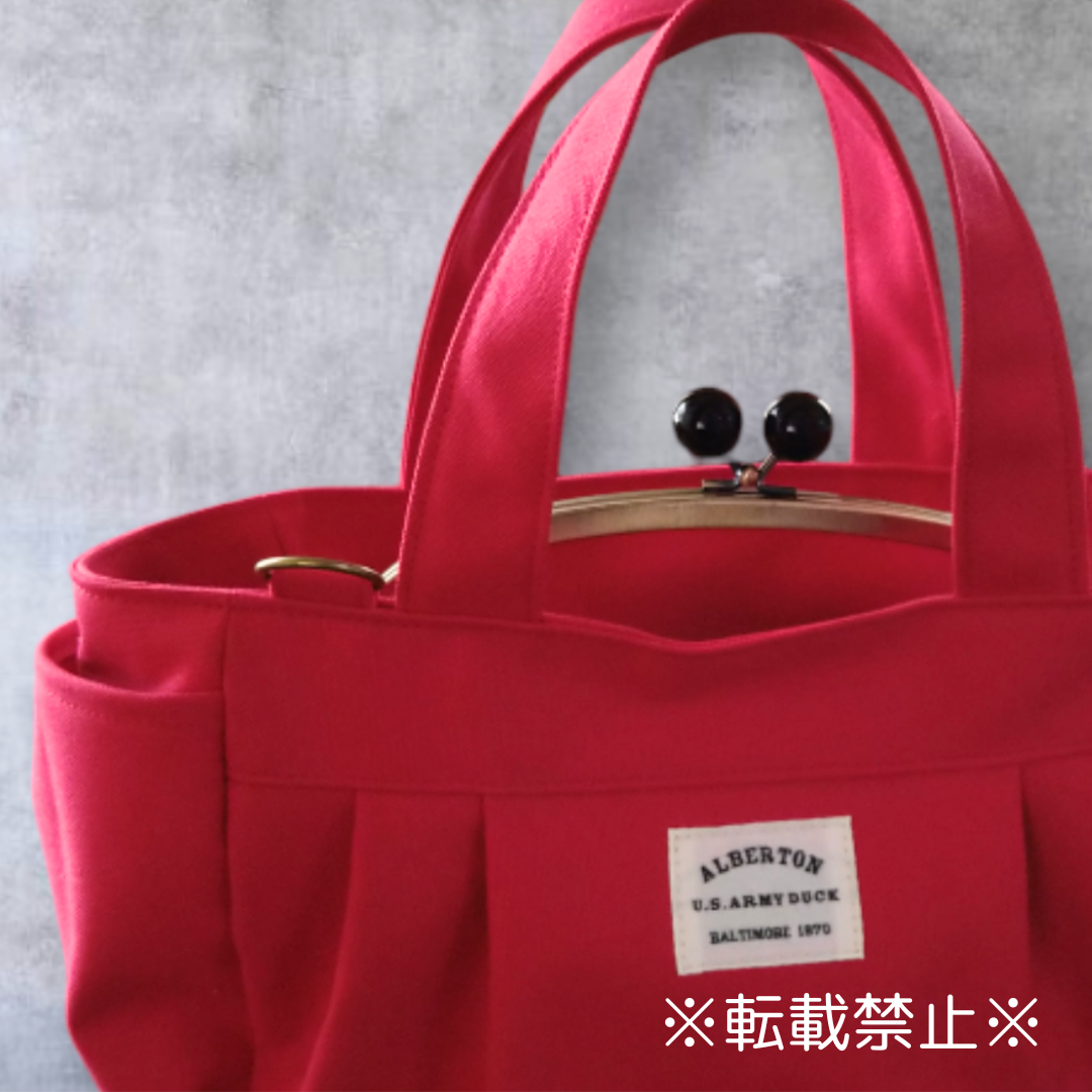 がま口インころんショルダートートバッグ 赤×黒玉※ショルダー付き 11,704円