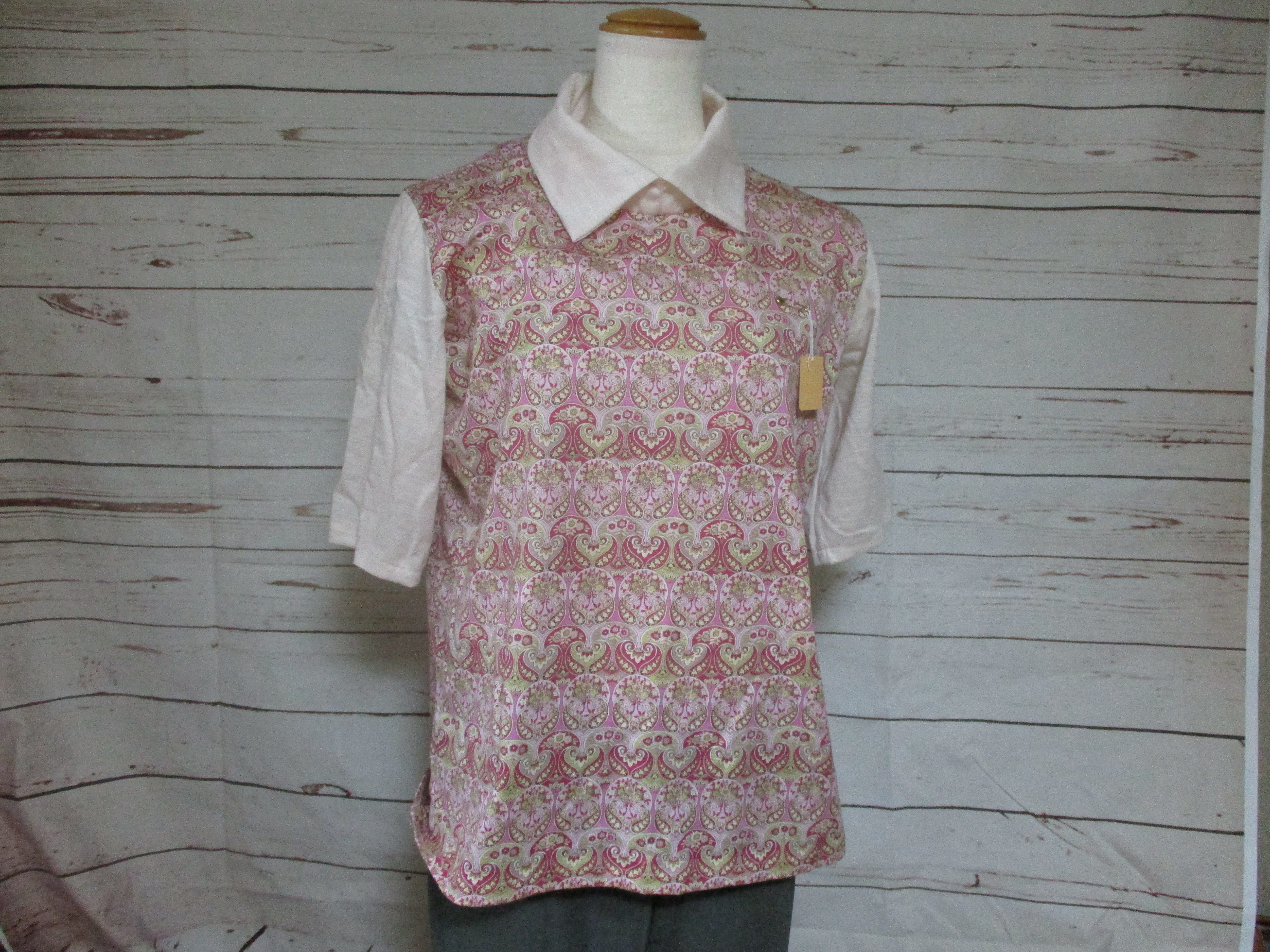 リバティプリントえりつきTシャツピンク系