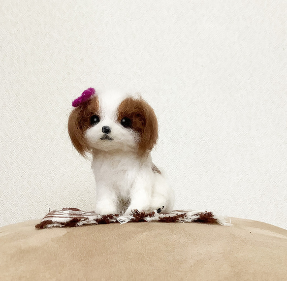 小さなシーズー犬＊羊毛フェルト＊犬＊シーズー 羊毛フェルト moco3871 ...