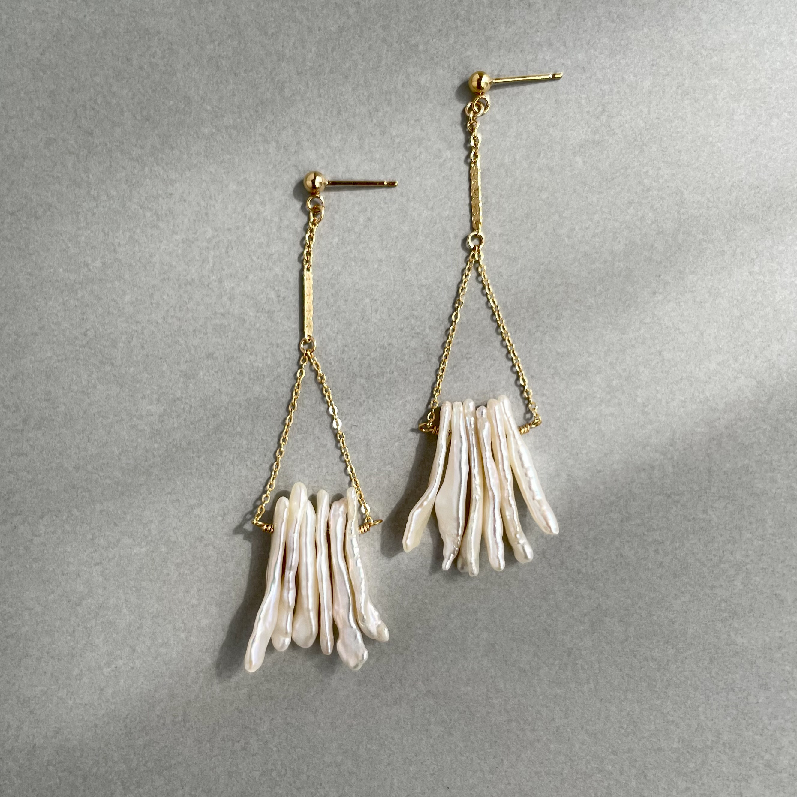 淡水パール - Fringe  Baroque pearl  14Kgf  ピアス /イヤリング