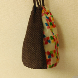 明治古布と昭和の彩り和布の巾着バッグ 10枚目の画像
