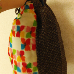 明治古布と昭和の彩り和布の巾着バッグ 3枚目の画像