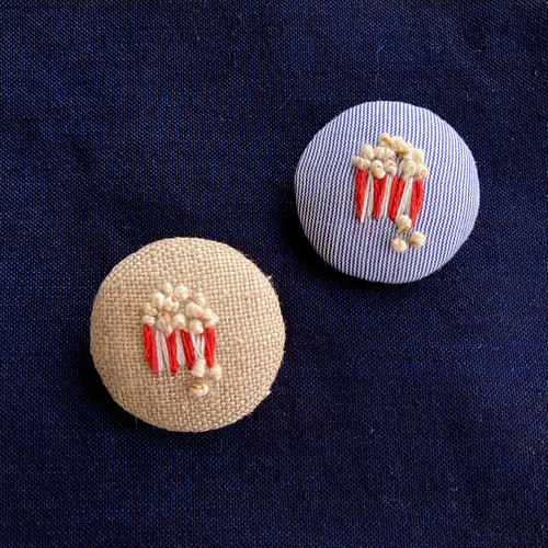 再販:ポップコーン_刺繍ブローチ_麻 ブローチ otokka 通販 再販:ポップコーン_刺繍ブローチ_麻 ブローチ otokka 通販