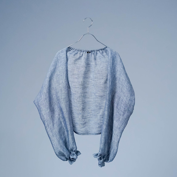 [wafu] 最適合旅行的天使的短外套！柔軟、輕盈、緊湊的亞麻瑪格麗特/巴林藍 h001n-blb1 第19張的照片
