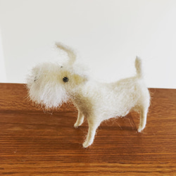 羊毛フェルト犬 ミニチュアシュナウザー 白シュナ ハンドメイド置物 6枚目の画像