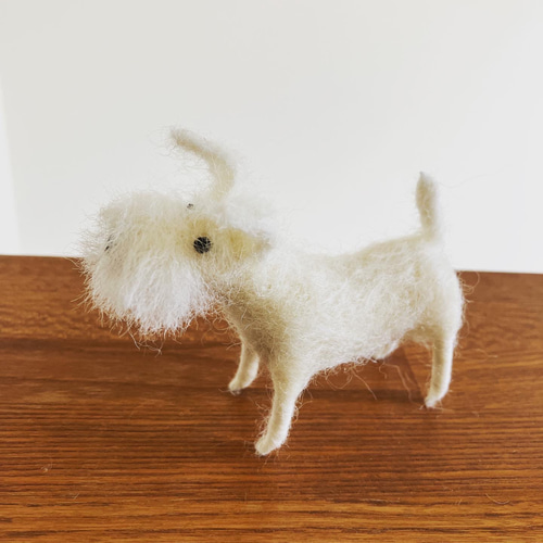 羊毛フェルト犬 ミニチュアシュナウザー 白シュナ ハンドメイド