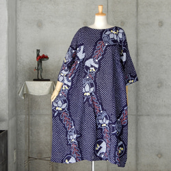着物リメイク　有松絞りのチュニックワンピース   フリーサイズ  kimono　 1枚目の画像