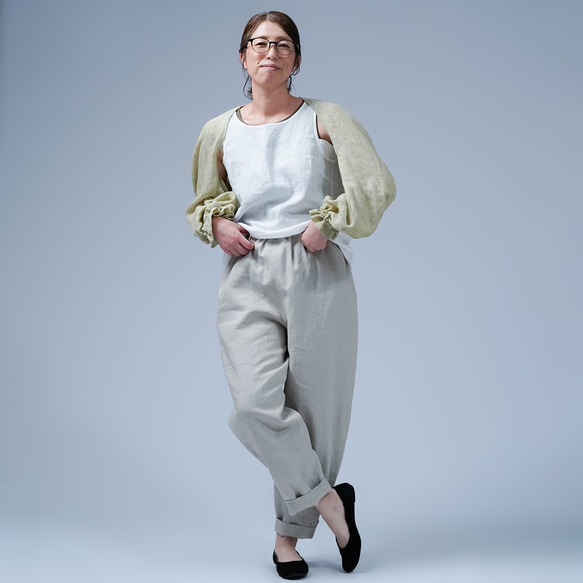 [wafu] 最適合旅行的天使的短外套！柔軟、輕盈、緊湊的亞麻瑪格麗特/柑橘 h001n-cts1 第10張的照片