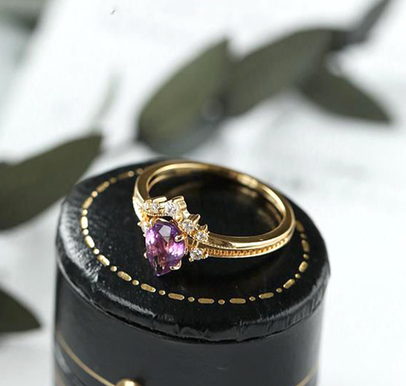 ビジューリング　クリスマス　誕生日　プレゼント　ギフト　贈り物　リング　指輪　アメジスト ヴィンテージ　アンティーク　紫 7枚目の画像