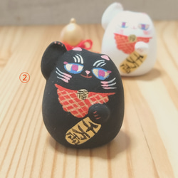 【小さい黒・白招き猫とひょうたん】 招き猫　縁起物・お正月 13枚目の画像
