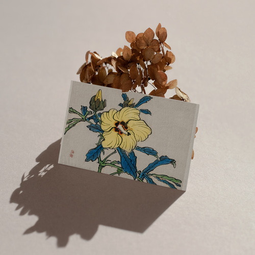 NO.486】ハイビスカスの日本画絵画アートポスター☆黄色夏和室