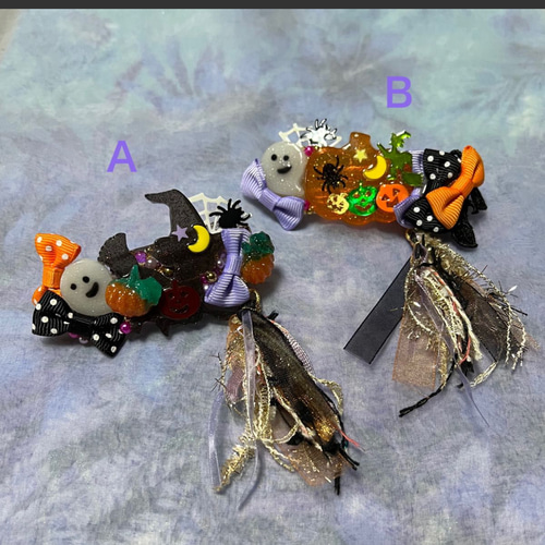 レジン・パーティヘアクリップハロウィンバージョン・ハンドメイド