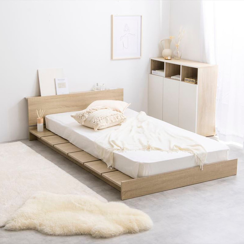 セミダブル】 幅140cmすのこローベッドヘッドボード(ボンネル)