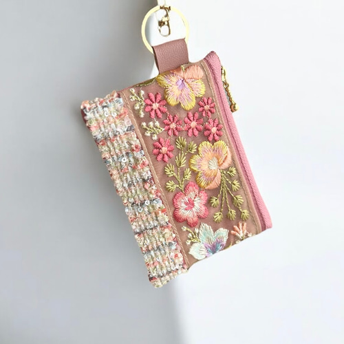 インド刺繍×キラキラツイード◇ボタニカルフラワー/人気シリーズ