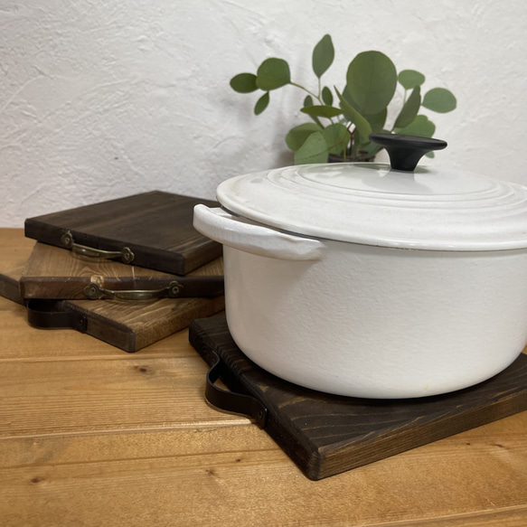 17.8×22.2 wood plate＊ 木製 ポットマット 鍋敷き　木製トレー　グラタン皿受け 5枚目の画像
