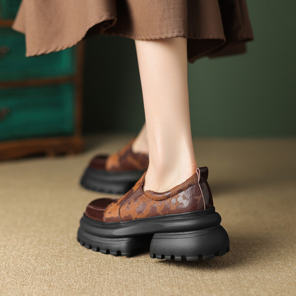 23 秋季女式真皮鞋超輕厚底鞋淺口高跟鞋 22 厘米-24.5 厘米 #792⭐免運費⭐ 第5張的照片
