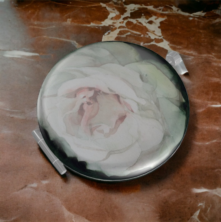 【受注生産】白い薔薇のメタルコンパクトミラー 12,012円