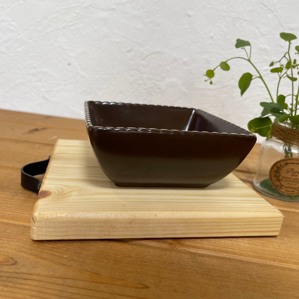 ミディアムウォルナット　wood plate＊ 木製 ポットマット 鍋敷き　木製トレー　グラタン皿受け 8枚目の画像