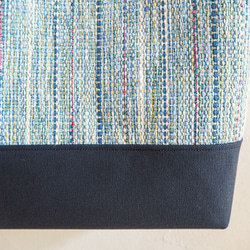混合粗花呢手工編織方形手提包（藍色） 第4張的照片