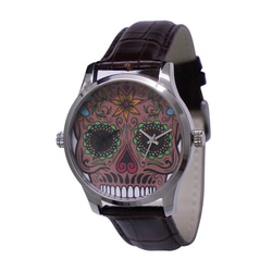 Nameless 兩地時間手錶 (Skull) 咖啡色 個性手錶 全球免運 第1張的照片