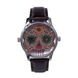 Nameless 兩地時間手錶 (Skull) 咖啡色 個性手錶 全球免運 第6張的照片