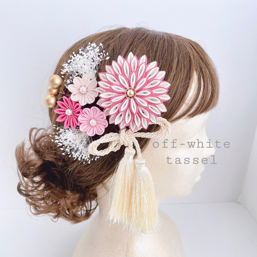 つまみ細工 髪飾り＊ピンクダリア＊ 成人式 七五三 卒業式 結婚式 和装