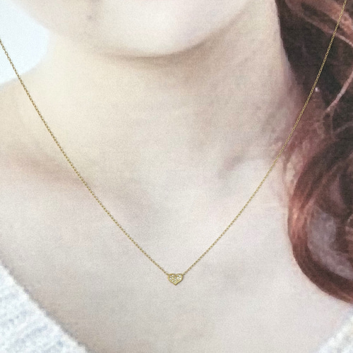 K18YG ハート型プチネックレス
