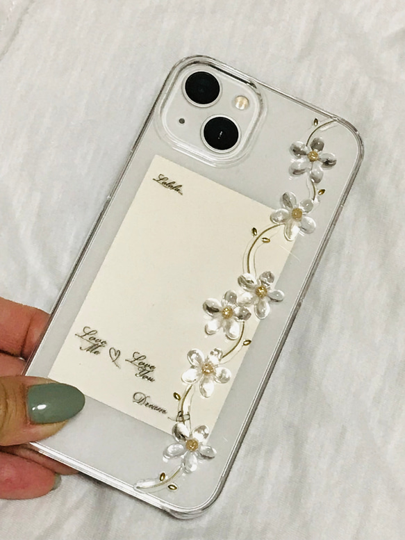 お花のiPhoneケース　クリアフラワースマホケース 3枚目の画像