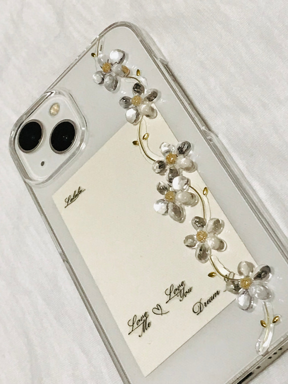 お花のiPhoneケース　クリアフラワースマホケース 4枚目の画像