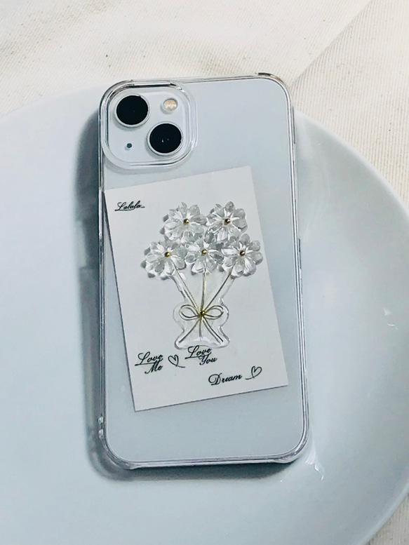 花束のiPhoneケース　クリアフラワースマホケース 7枚目の画像