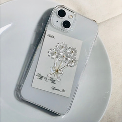花束のiPhoneケース　クリアフラワースマホケース 2枚目の画像
