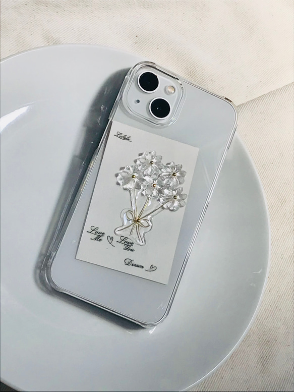 花束のiPhoneケース　クリアフラワースマホケース 2枚目の画像