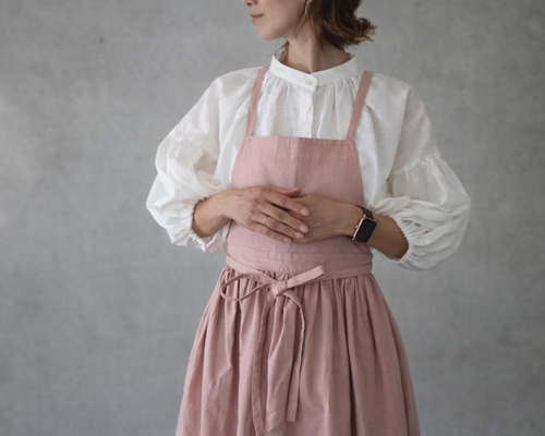 そのままお出かけリネンギャザーエプロン／コットンリネンエプロン