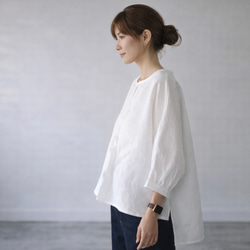 リネンブラウス／ヨーロッパリネンフロントタック後ろ着丈長めの