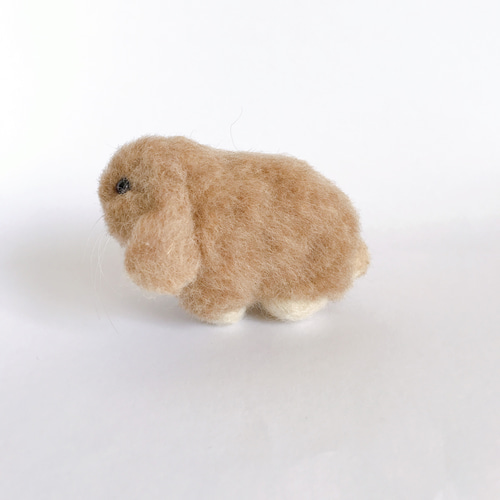 茶色のロップイヤーうさぎ 羊毛フェルトマスコット 羊毛フェルト