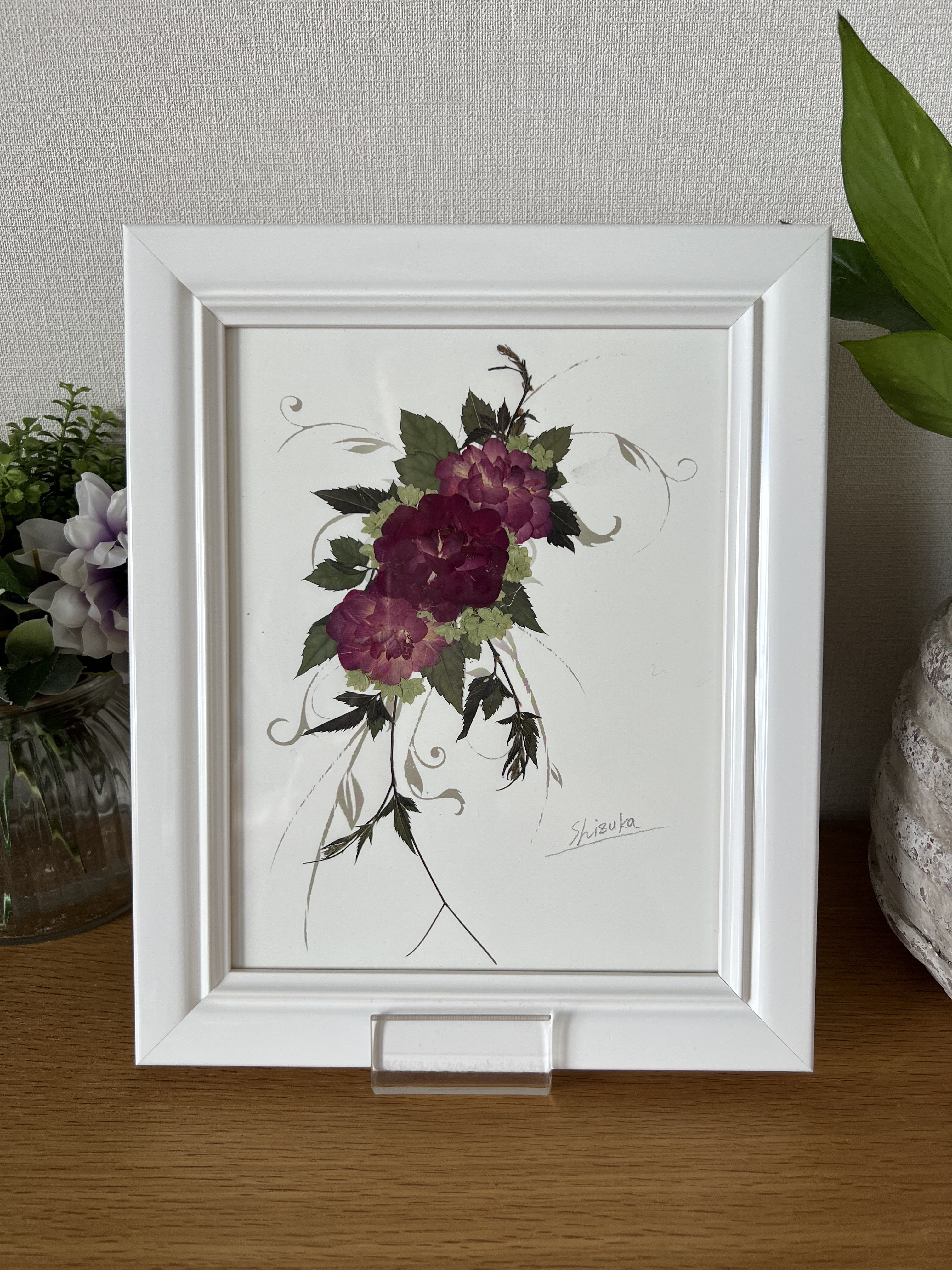 【お値引き価格】訳あり押し花アート額【タテ54cm×ヨコ45cm】　華麗な薔薇 訳あり押し花アート額【タテ54cm×ヨコ45cm】華麗な薔薇