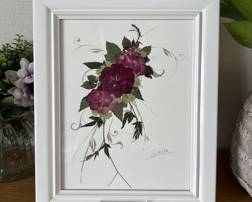 【お値引き価格】訳あり押し花アート額【タテ54cm×ヨコ45cm】　華麗な薔薇 お値引き価格】訳あり押し花アート額【タテ54cm×ヨコ45cm】華麗