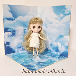 ドールハウス　背景ボード　撮影ボード 撮影用背景ボード（空×水面）【ドールハウス】 その他人形 みかりん
