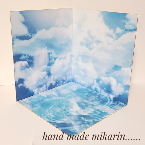 ドールハウス　撮影背景ボード　ハンドメイド☆玄関ホール＆リビングの2部屋セット ミニチュア ドールハウス 背景ボード 壁 床 ブライス リカちゃん