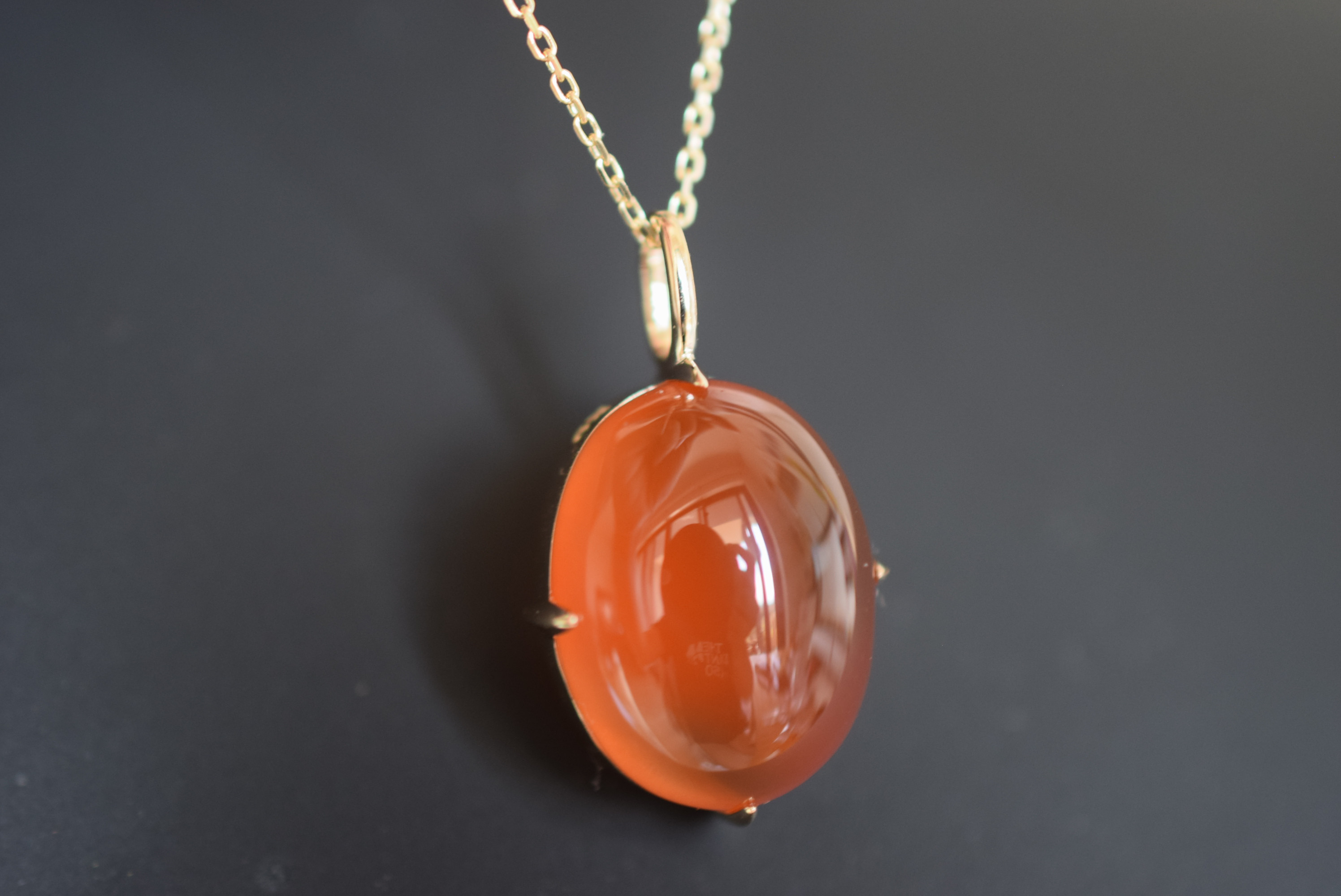 K9-2 9金 K9 宝石質 大粒 天然 カーネリアン ネックレス チャーム ネックレス ペンダントトップ