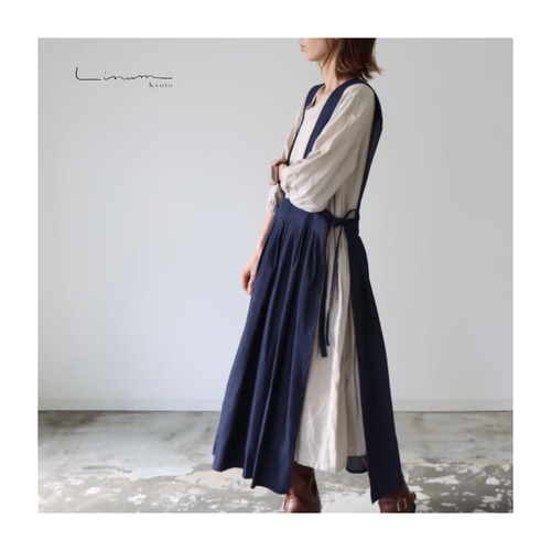 前後2wayデニムジャンパースカート／児島デニムエプロンワンピース