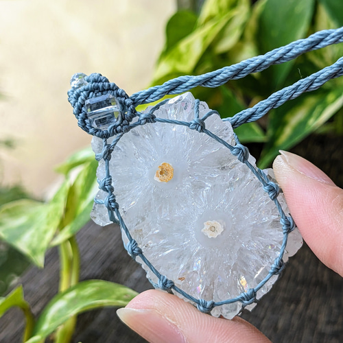 ☆ソーラークォーツ(ホワイトエクリプス)☆スライスカット☆マクラメ  