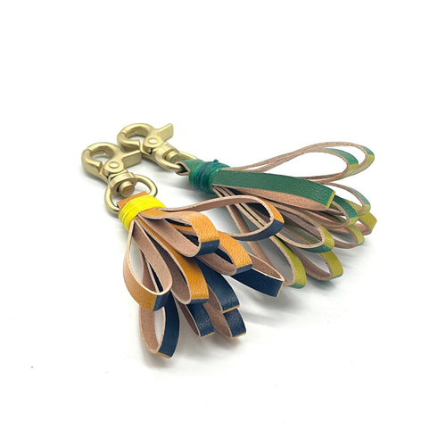 22色から2色選べる】革製タッセルキーホルダー チャーム ファスナー