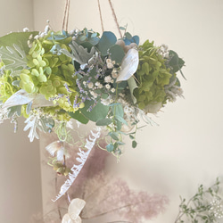 summer green ランプシェードにも アナベル ユーカリ ドライフラワー