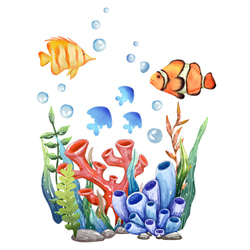 ウォールステッカー SY81 海　珊瑚　魚　癒す　DIY 壁紙　トイレシート　剥がせるシール 送料無料 6枚目の画像