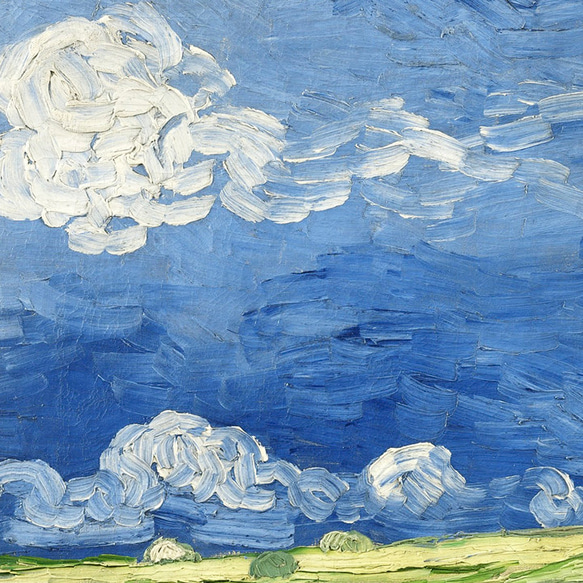 ゴッホ、荒れ模様の空の麦畑 / アートポスター 風景画 横長 グリーン ブルー 自然 インテリア 空 4枚目の画像