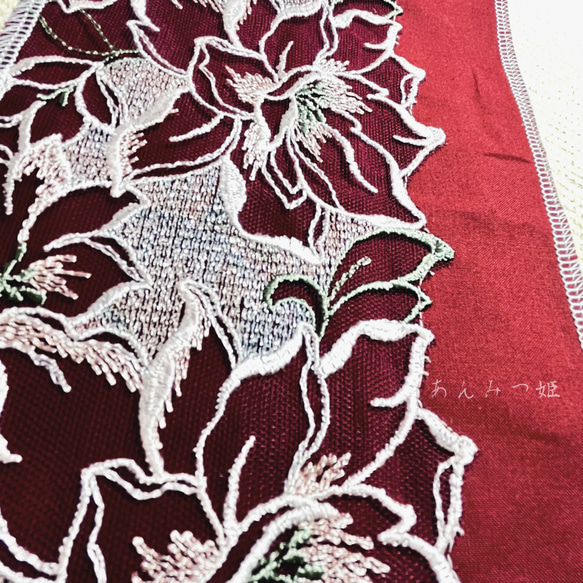 洗える刺繍半衿  大輪の花 10枚目の画像