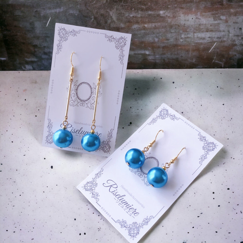 プチプラ☆一粒パールのピアス・イヤリング（スカイブルー） ピアス 