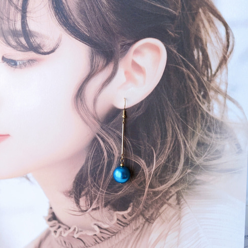 プチプラ☆一粒パールのピアス・イヤリング（スカイブルー） ピアス 