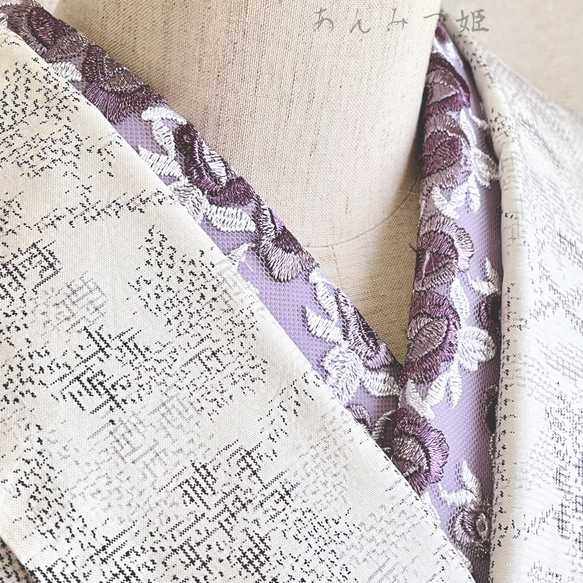 洗える刺繍半衿  紫苑 3枚目の画像